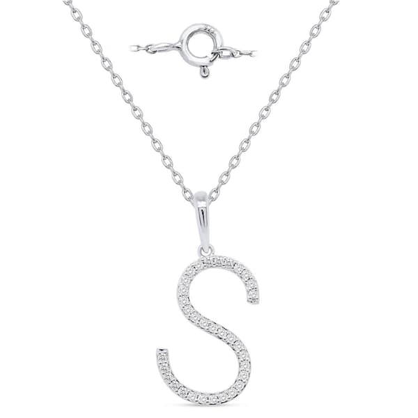 Nova Star(R) Sterling Silver Lab Grown Diamond Initial S Pendant - image 