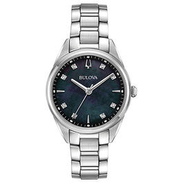 Womens Bulova Black Mother of Pearl Dial Watch - 96P198