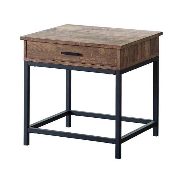 Coaster Square 1-drawer End Table - Brown Oak and Sandy Black