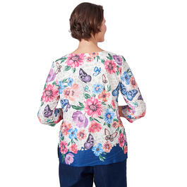 Petite Alfred Dunner In Full Bloom Floral Butterfly Border Tee