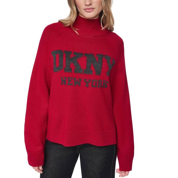 Womens DKNY Jeans Long Sleeve Mock Neck Logo Sweater