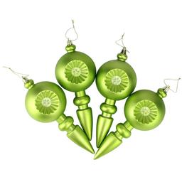 DAK 4ct. Matte Green Kiwi Retro Reflect Christmas Ornaments