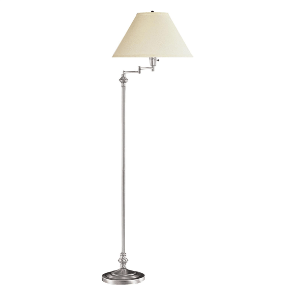 HomeRoots 59in. Nickel Swing Arm Floor Lamp With Empire Shade