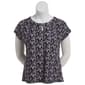 Womens Notations Short Sleeve Leaf Basic Shell Blouse - image 1