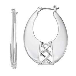 Napier Silver-Tone Oval Hoop Click-Top Earrings