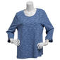 Plus Size Napa Valley 3/4 Sleeve Texture Stripe Knit Tee - image 1
