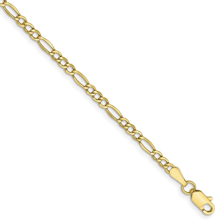 Gold Classics(tm)10kt. 2.5mm Semi-Solid Figaro Chain Bracelet