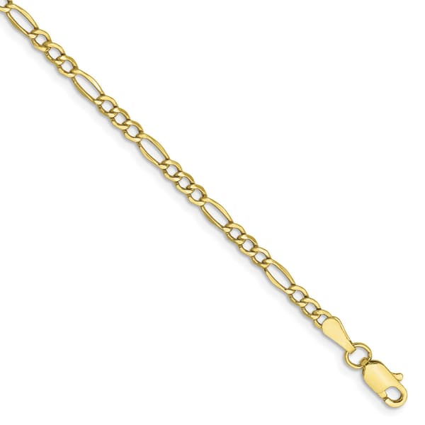 Gold Classics(tm)10kt. 2.5mm Semi-Solid Figaro Chain Bracelet - image 