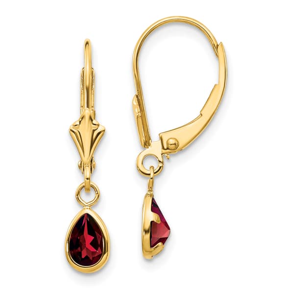 Gemstone Classics&#40;tm&#41; 14kt. Gold Pear Garnet Dangle Earrings - image 