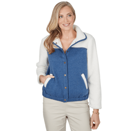 Womens Alfred Dunner Sunset Ridge Denim & Sherpa Bomber Jacket