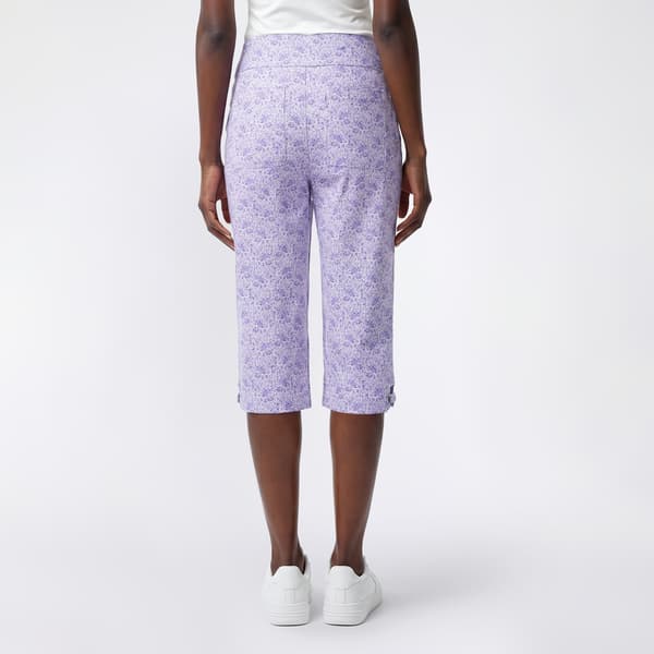 Womens Napa Valley Ditsy Floral Super Stretch Tab Hem Capris