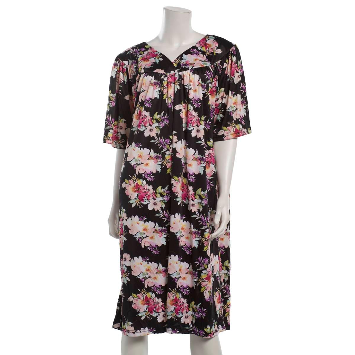 Plus Size Casual Time Short Sleeve Floral Nightgown