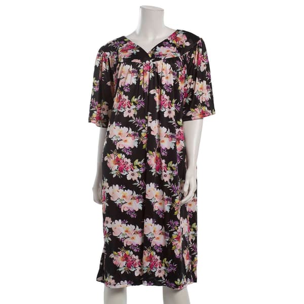 Plus Size Casual Time Short Sleeve Floral Nightgown - image 