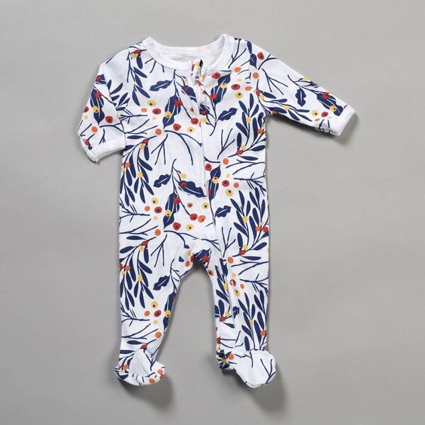 Baby Girl &#40;NB-9M&#41; Mini Hop Leaf & Berry Zip Footie Pajamas - image 