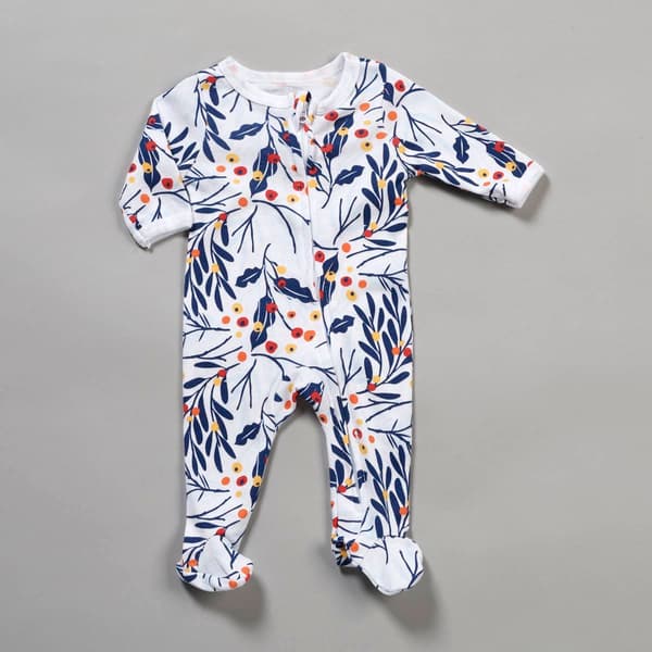 Baby Girl &#40;NB-9M&#41; Mini Hop Leaf & Berry Zip Footie Pajamas - image 