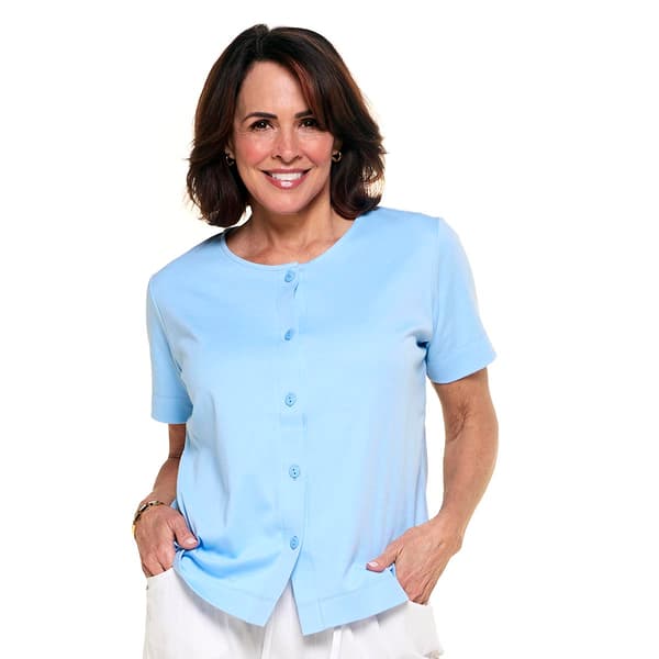 Plus Size Hasting & Smith Short Sleeve Solid Button Front Tee - image 