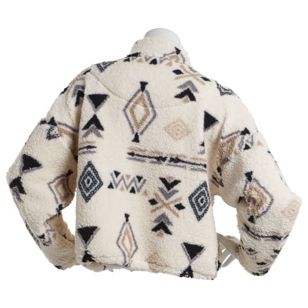 Juniors Poof! Aztec Quarter Zip Woobie Pullover Sweater