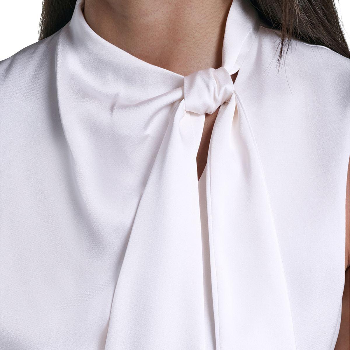 Womens Calvin Klein Sleeveless Asymmetrical Tie Neck Blouse