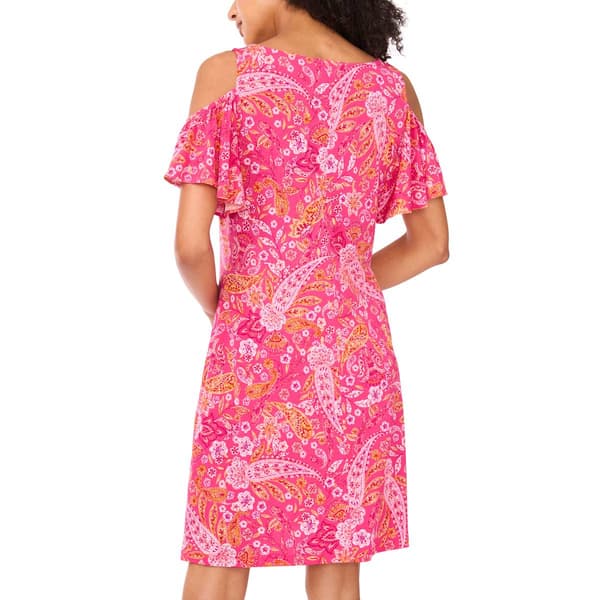 Petite MSK Cold Shoulder Paisley Swing Shift Dress