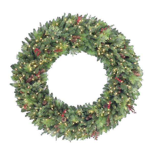 Puleo International 60in. Pre-Lit Rocky Mountain Spruce Wreath - image 