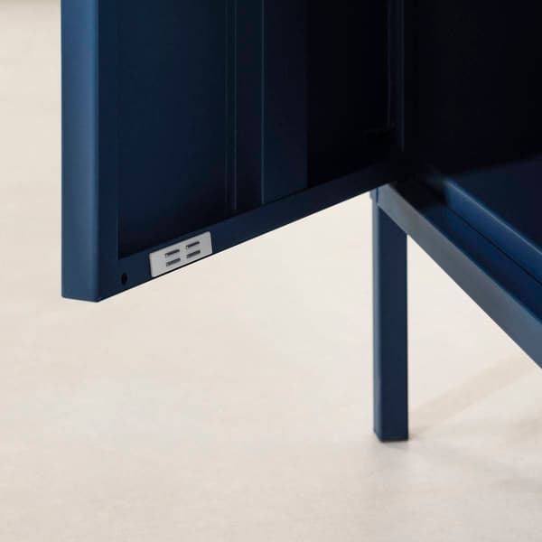 South Shore Crea Dark Blue Metal 1-Door End Table