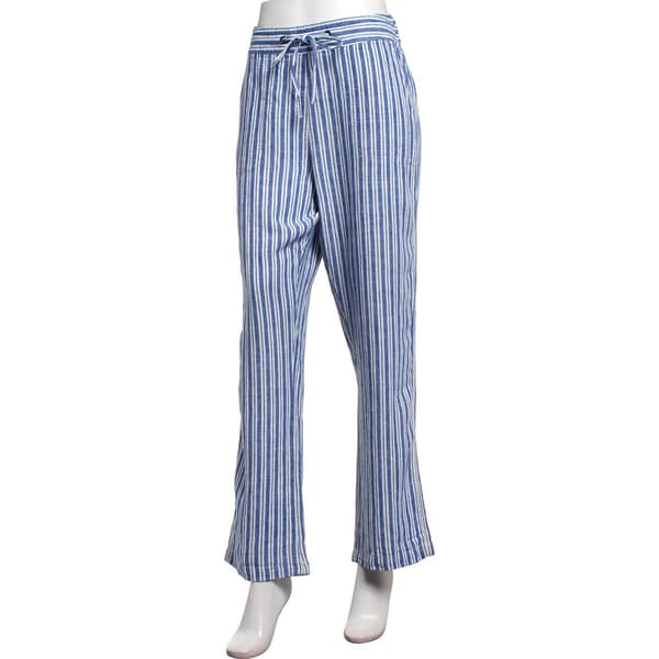 Womens Per Se Drawstring Waist Wide Leg Four Pocket Stripe Pants