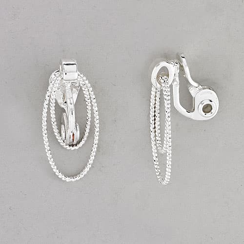 Napier Silver-Tone Oval Drop Clip On Earrings