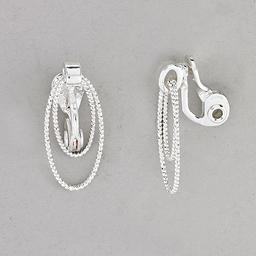 Napier Silver-Tone Oval Drop Clip On Earrings