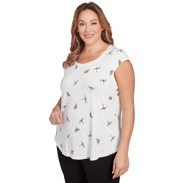 Plus Size Emaline Key Items Cap Sleeve Dragonfly Tee
