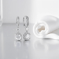 Saffron Sterling Silver 2ctw Moissanite Halo Drop Huggie Earrings - image 4