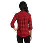 Womens Emily Daniels 3/4 Roll Tab Sleeve Plaid Henley Blouse - image 3