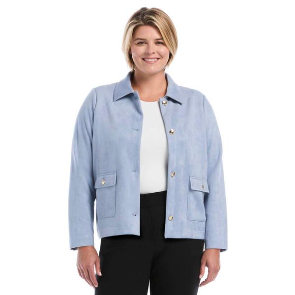 Plus Size Rafaella(R)  Patch Pocket Suede Jacket