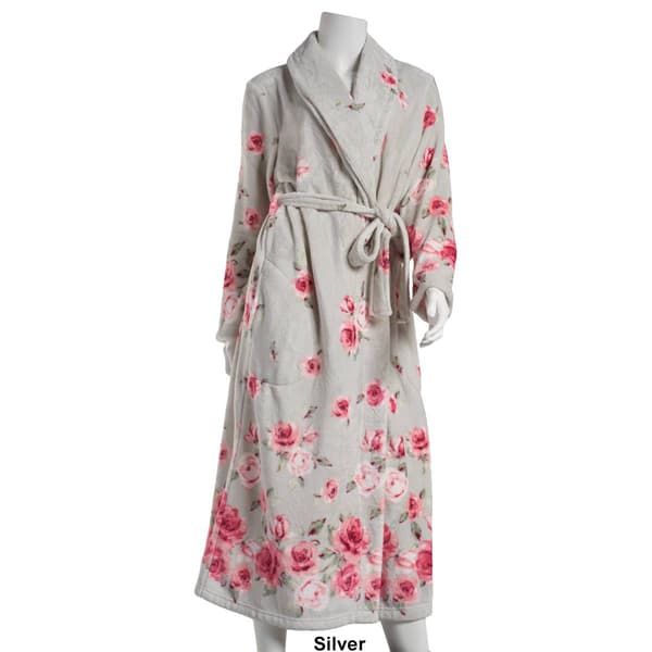 Womens Jasmine Rose Floral Border Shawl Robe
