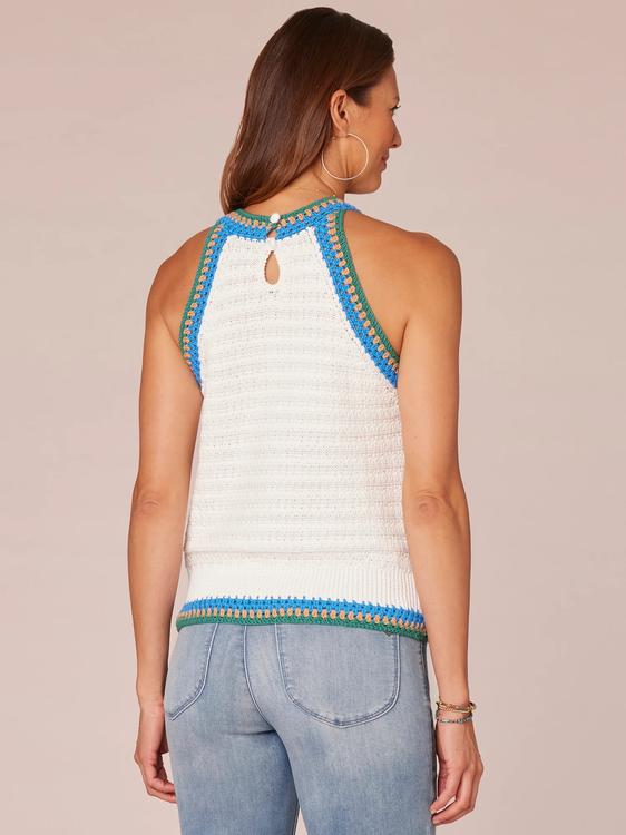 Womens Democracy Crochet Trim Sweater Tank Top