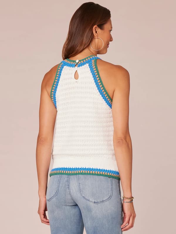 Womens Democracy Crochet Trim Sweater Tank Top