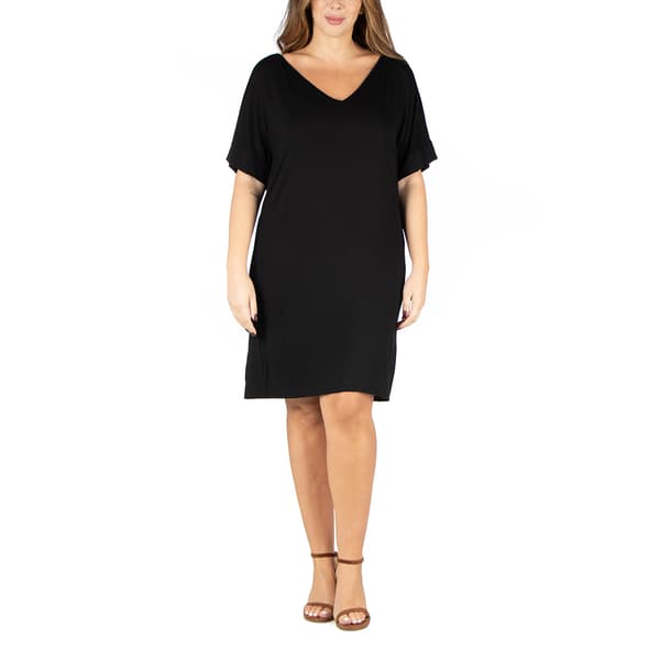 Plus Size 24/7 Comfort Apparel V-Neck Shift Dress - image 