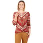 Petite Ruby Rd. Santa Fe 3/4 Sleeve Chain Detail Neck Blouse - image 1
