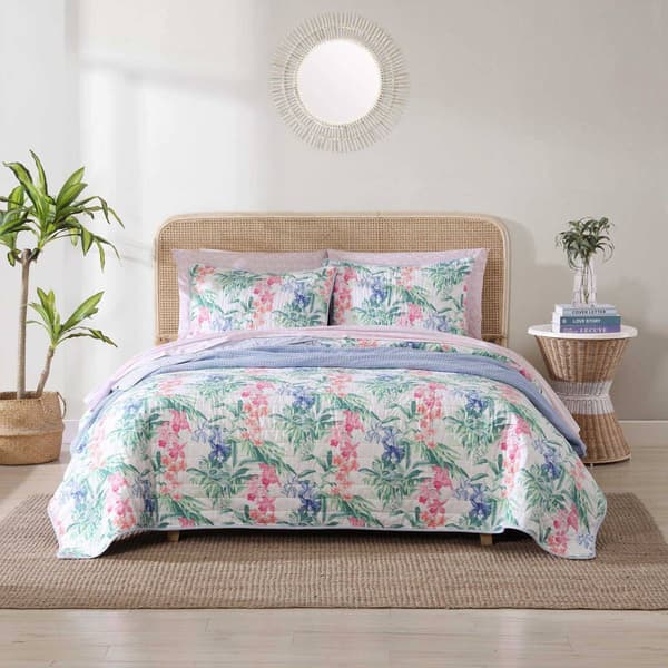 Tommy Bahama Island Orchid Cotton Reversible Quilt Set
