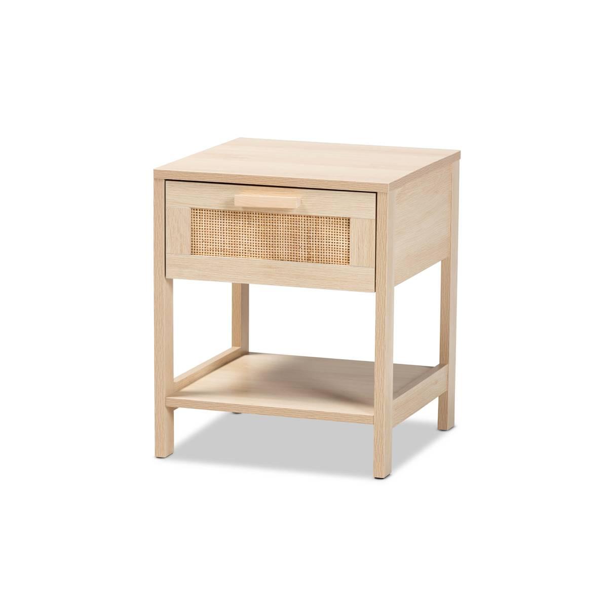 Baxton Studio Sebille Light Brown Wood 1-Drawer Nightstand