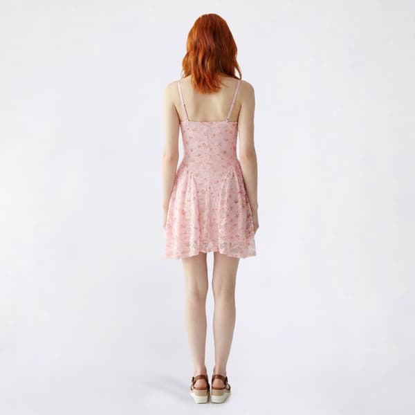 Juniors Madden Girl Floral Stretch Lace Cowl Neck Dress - Pink