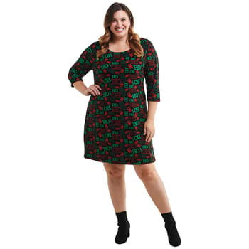 Plus Size Runway Ready Christmas HoHoHo Dress Boscov s