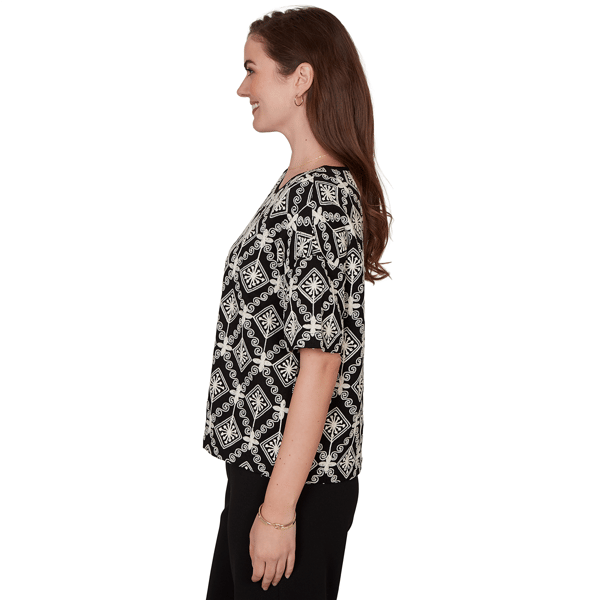 Womens Skye’s the Limit Terra Tropic Medallion Embroidered Blouse