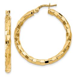 Gold Classics(tm) 14kt. Polished Textured Hoop Earrings