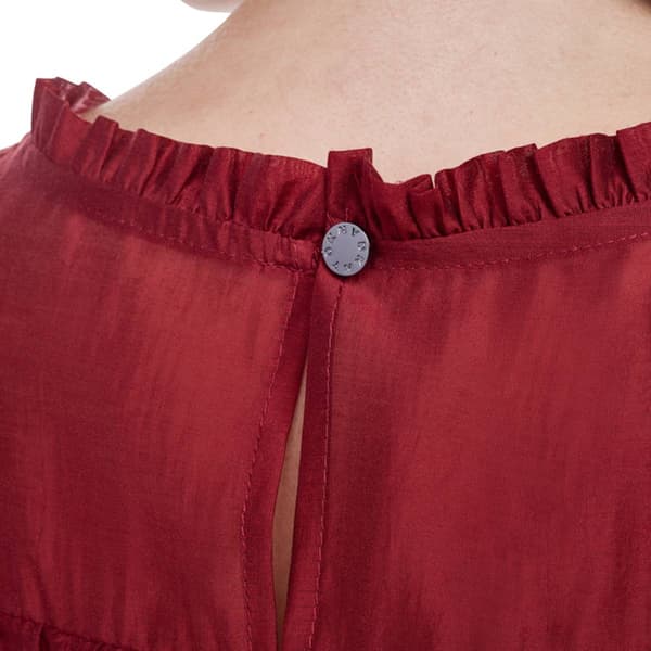 Womens DKNY Ruffle Cap Sleeve Pleated Stud Embellishment Blouse