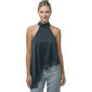 Juniors Love Tree Satin High Neck Lace Asymmetrical Halter Top - image 1