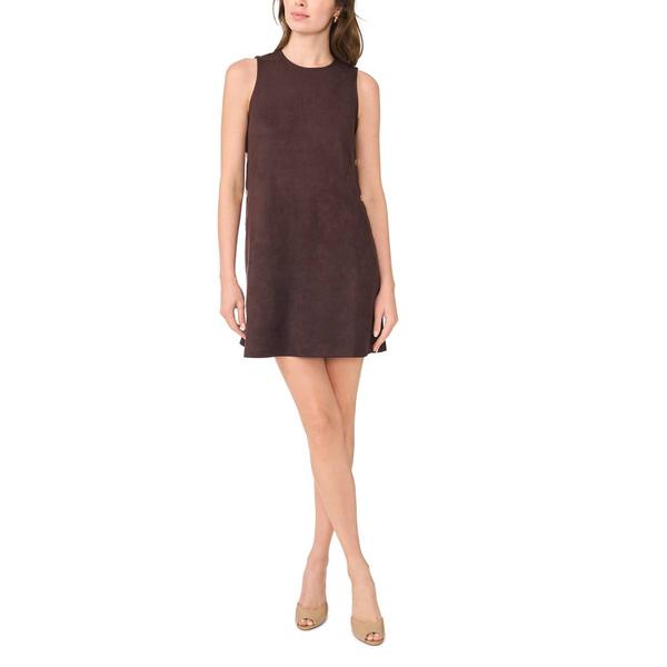 Womens MSK Sleeveless Side Button Trim Suede Shift Dress