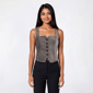 Juniors A. Byer Plaid Notch Button Front Vest - image 1