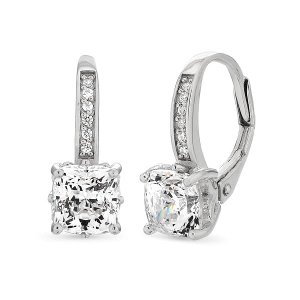Forever New White Cubic Zirconia Cushion Cut Earrings - image 