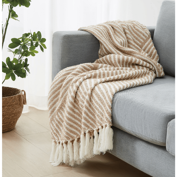 Brooklyn Loom Diagonal Chenille Stripe Throw - image 