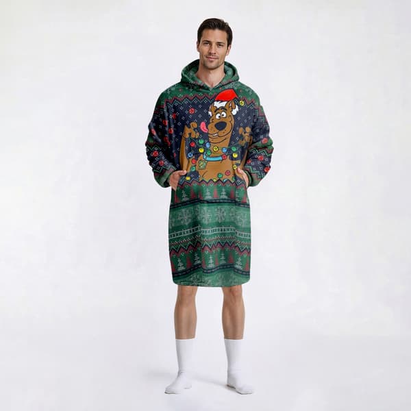 Mens Scooby Ugly Christmas Pajama Hoodie - image 
